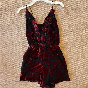 Elegant Red and Black Women's Romper